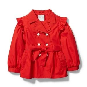 Janie and Jack Valentine Red Ruffle Trench Coat Girls